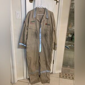 PEMEX PreOwned Khaki Coveralls, Jumpsuit, Overalls Fire Resistant Size 42-44
